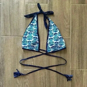 SHEIN blue paisley wrap around triangle bikini top